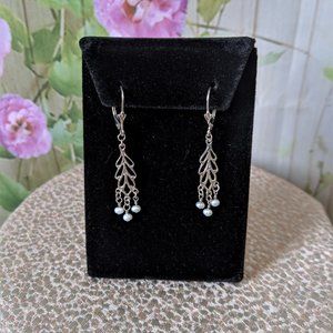 Silver Freshwater Pearl Chandelier Earrings